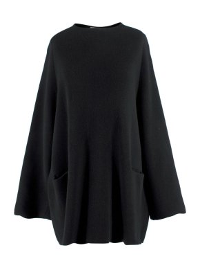 The Row Black Wool Blend Oversized Tunic Jumper
