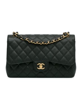 Chanel Black Caviar Leather Jumbo Double Flap Bag