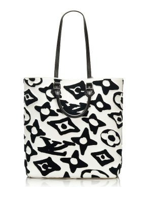 Louis Vuitton Black and White Urs Fischer Monogram Tufted Cabas Tote