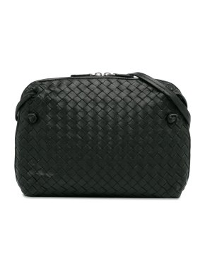 Bottega Veneta Black Intrecciato Nodini Crossbody Bag