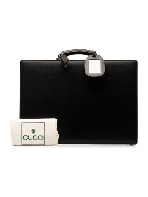 Gucci Black Leather  Briefcase Business Bag
