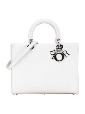 Dior White Large Calfskin Lady Dior