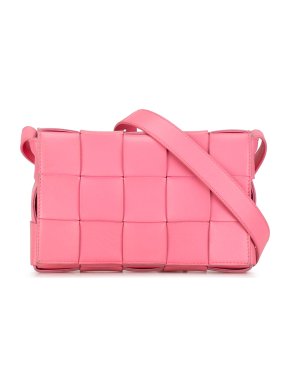 Bottega Veneta Pink Maxi Lambskin Intrecciato Cassette Crossbody Bag