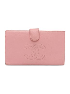 Chanel Pink Caviar Leather CC French Wallet