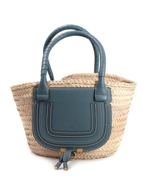 Chloe Blue Raffia Marcie Basket Bag
