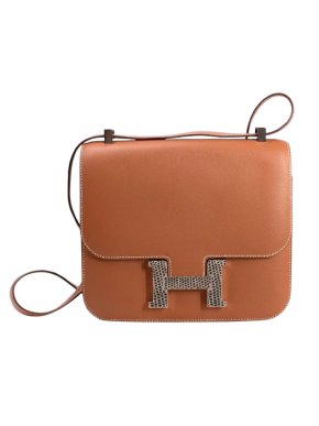 Hermes Hermès Constance 24 in Gold Madame Leather with Palladium Lizard Hardware