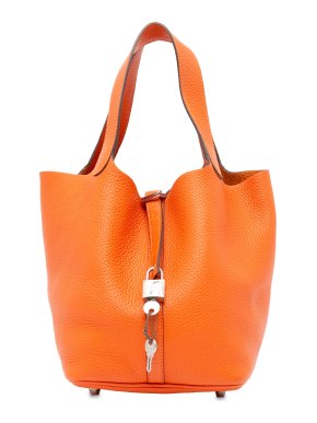Hermes Picotin Lock 22 in Orange Clemence Leather with Palladium Hardware