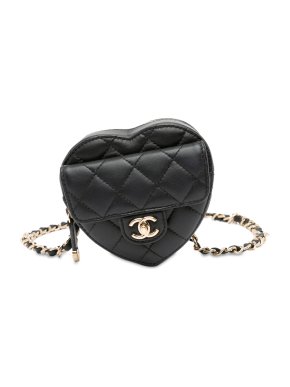 Chanel Black Lambskin CC Mini in Love Heart Belt Bag