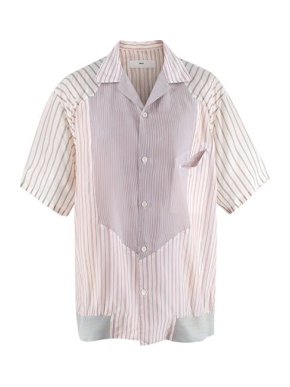 Toga Cream & Red Deconstructed Striped Short Sleeve Shirt