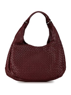 Bottega Veneta Burgundy Small Intrecciato Campana Shoulder Bag