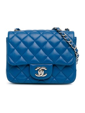 Chanel Blue Lambskin Mini Square Single Flap Bag