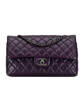 Chanel Purple Medium Classic Lambskin Double Flap Bag