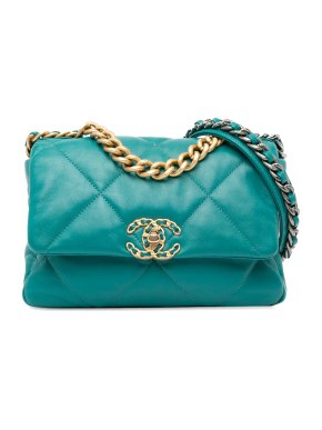 Chanel Teal Medium Lambskin 19 Flap Bag