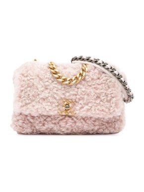 Chanel Pink Large Shearling 19 Flap Bag