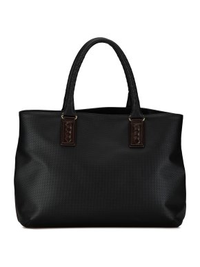 Bottega Veneta Black Large Rubberized Canvas Marco Polo Tote