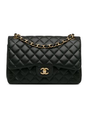 Chanel Black Jumbo Classic Lambskin Double Flap Bag