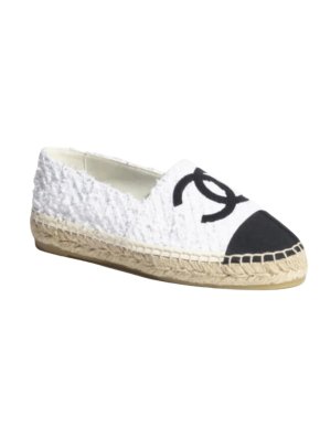 Chanel White Tweed Espadrilles