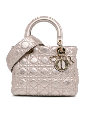 Dior Medium Metallic Calfskin Cannage Supple Lady Dior