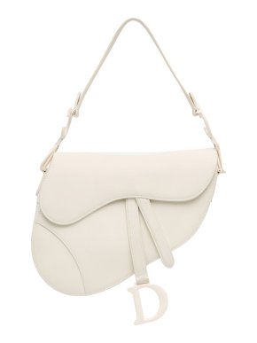 Dior White Matte Leather Saddle Bag