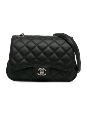 Chanel Black CC Quilted Lambskin Square Flap Bag