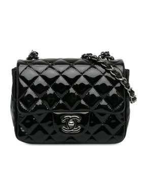 Chanel Black Patent Leather Mini Square Single Flap Bag