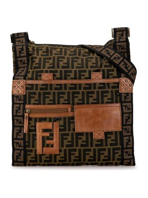 Fendi Zucca Canvas Flat Messenger Bag