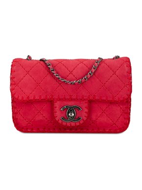 Chanel Pink Suede Small Quilted Stitched Single Flap Bag