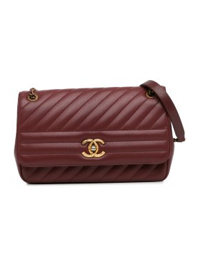 Chanel Burgundy Medium Diagonal Quilted Goatskin Flap