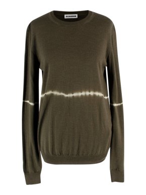 Jil Sander Khaki Tie Dye Detail Wool Jumper