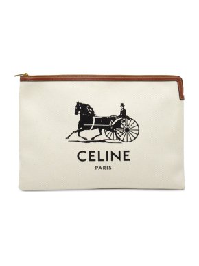 Celine Canvas Carriage Clutch