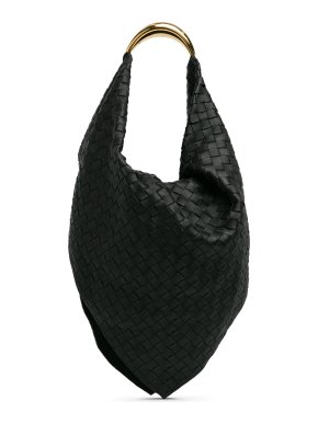 Bottega Veneta Black Intrecciato Foulard Shoulder Bag