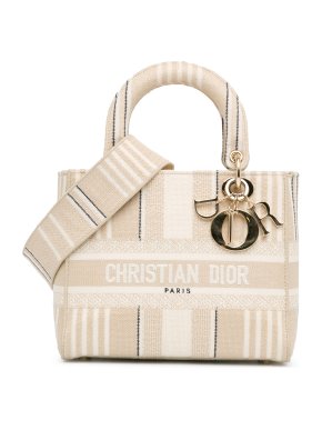 Dior Cream Striped Medium Canvas  Lady D-Lite