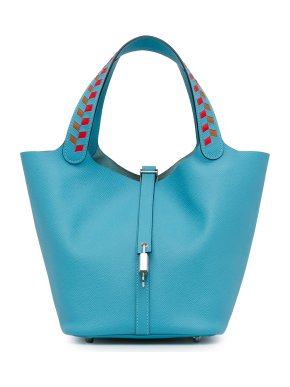 Hermes Blue Du Nord Epsom Tressage De Cuir Picotin Lock 22