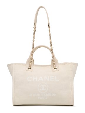 Chanel Cream Small Mixed Fibers Deauville Tote
