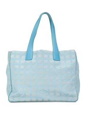 Chanel Leather Handle Fabric New Travel Line Tote