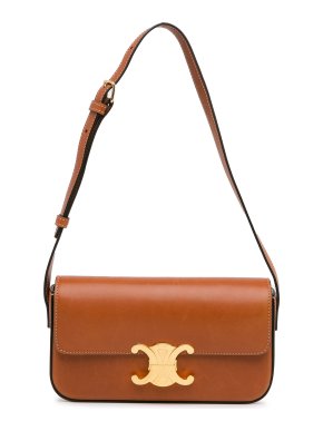Celine Tan Leather Triomphe Claude Shoulder Bag