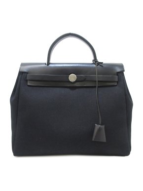 Hermes Black Toile Herbag PM Tote Bag