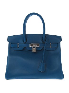 Hermes Birkin Retourne 30 in Blue Swift Leather with Palladium Hardware