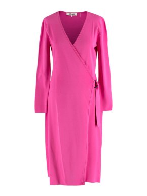 Diane Von Furstenberg Pink Knitted Wrap Dress