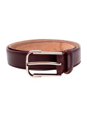 Maison Martin Margiela Burgundy Leather Silver Buckle Belt