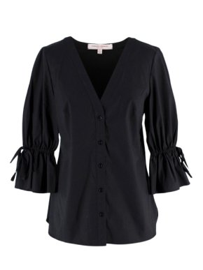 Carolina Herrera Black Poplin Blouse