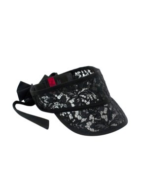 Valentino Black Lace Tie Up Visor