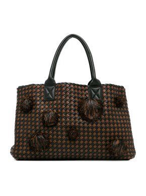 Bottega Veneta Medium Intrecciato Nappa Pompom Cabat Tote