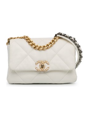 Chanel Cream Medium 19 Lambskin Flap Bag