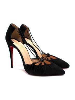 Christian Louboutin Black Suede Riri Pumps