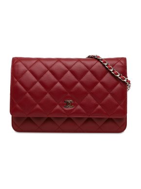 Chanel Red CC Lambskin Wallet on Chain