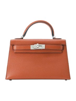 Hermes Mini Kelly in Cuivre Chevre Mysore  Leather with Palladium Hardware