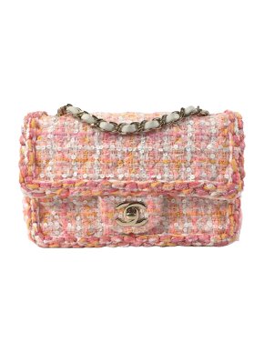 Chanel Pink Tweed Mini Rectangular Flap Bag