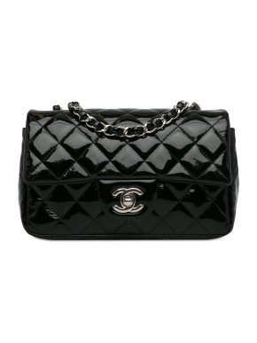 Chanel Black Patent Mini Rectangular Single Flap Bag