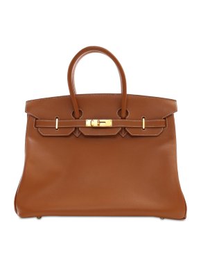 Hermes Birkin 35 Retourne in Gold Epsom Leather with Palladium Hardware